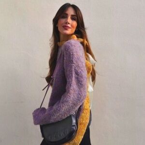 Zara wool blend sweater with open back + bow